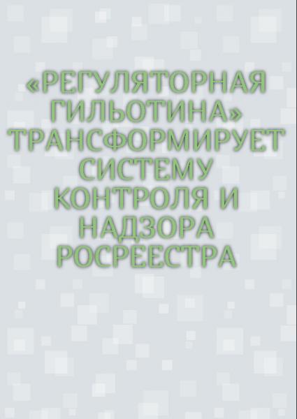 «Регуляторная гильотина» трансформирует систему контроля и надзора Росреестра