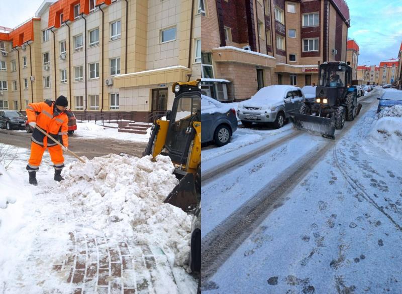 Уборка снега на дворовых территориях в Королёве