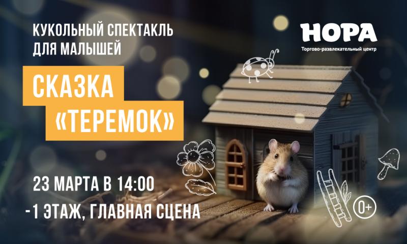 В ТРЦ «Нора» состоится показ кукольного спектакля для малышей «Теремок»